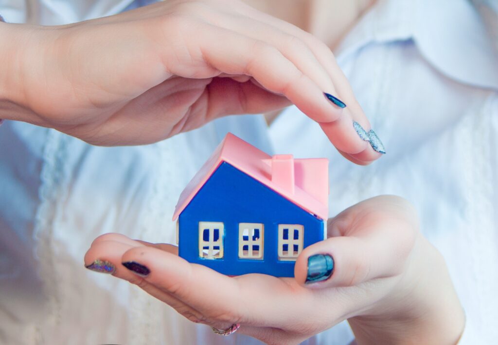 hands hold carefully a small house,